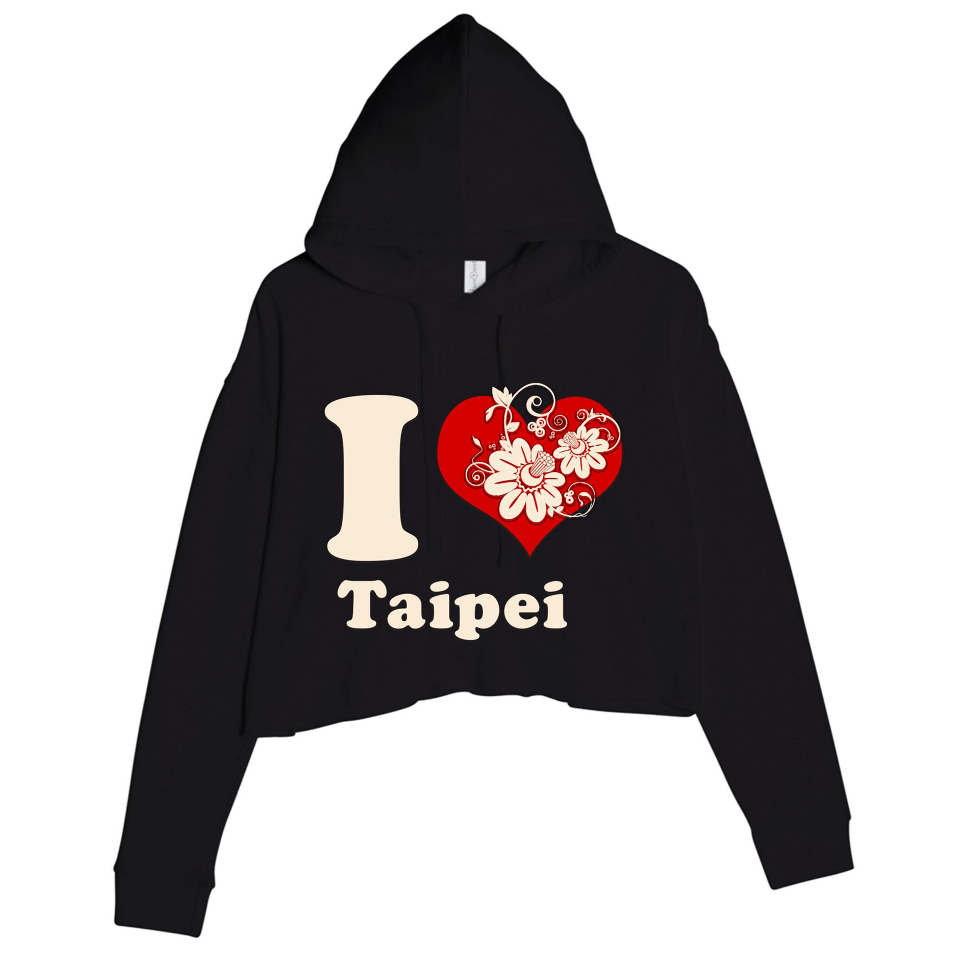 I Heart Taipei Taiwan Floral Gift Crop Fleece Hoodie