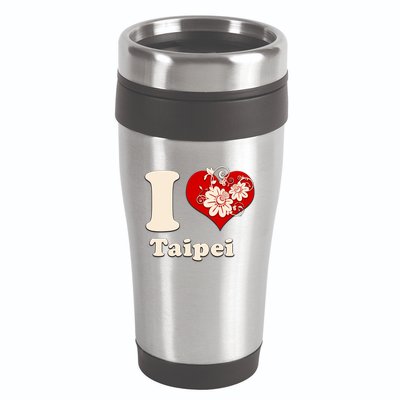 I Heart Taipei Taiwan Floral Gift 16oz Travel Tumbler