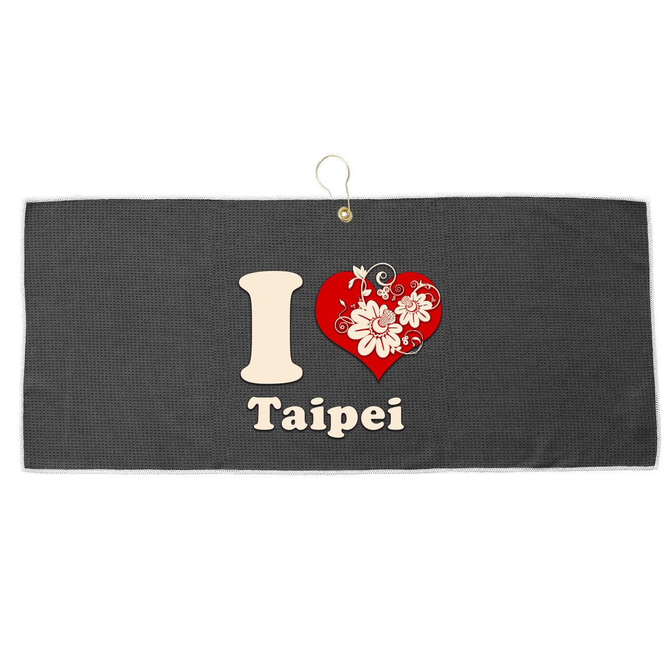 I Heart Taipei Taiwan Floral Gift Large Microfiber Waffle Golf Towel