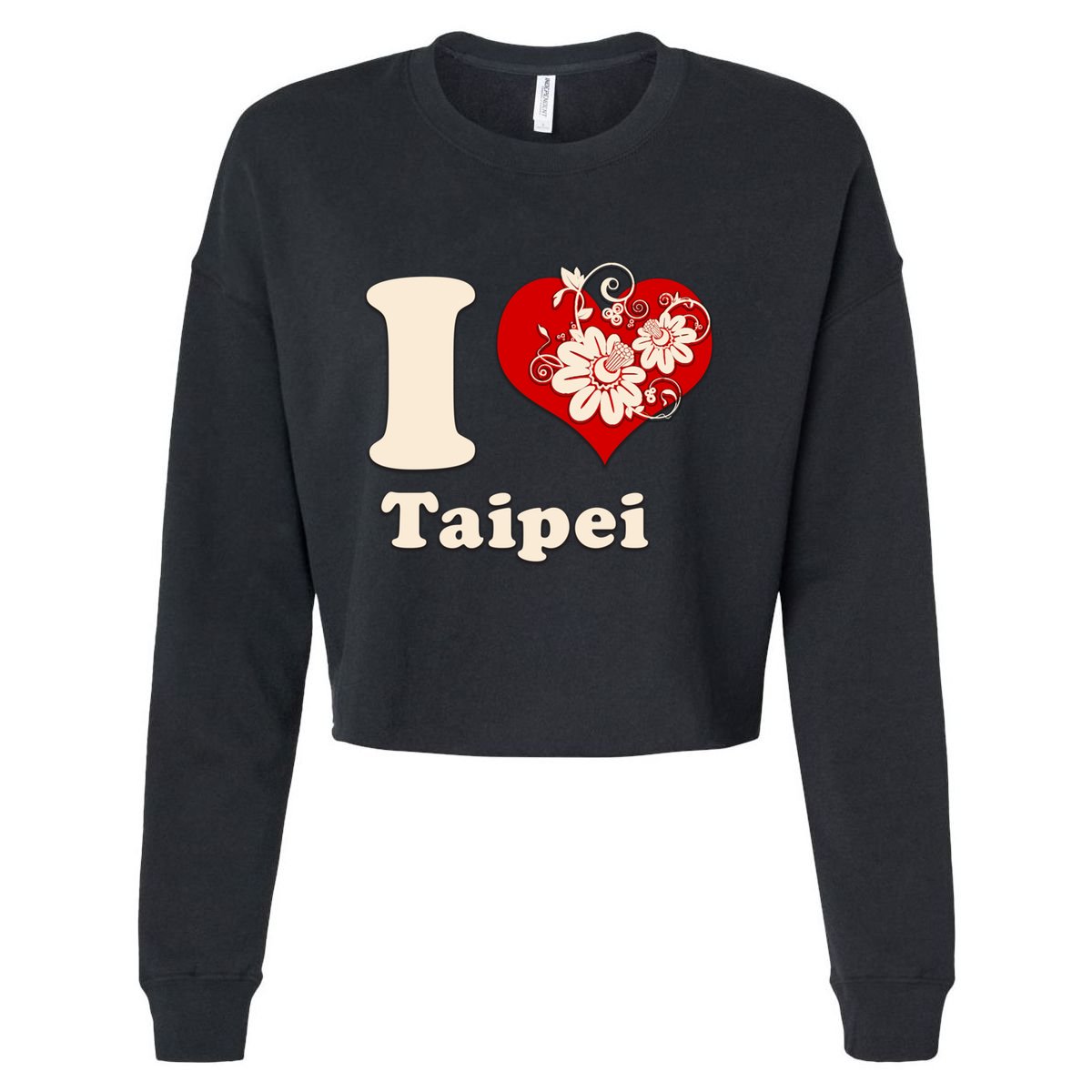 I Heart Taipei Taiwan Floral Gift Cropped Pullover Crew