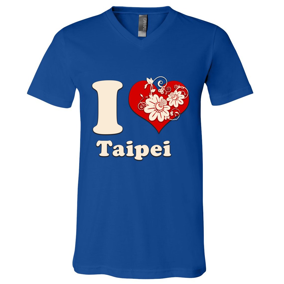 I Heart Taipei Taiwan Floral Gift V-Neck T-Shirt