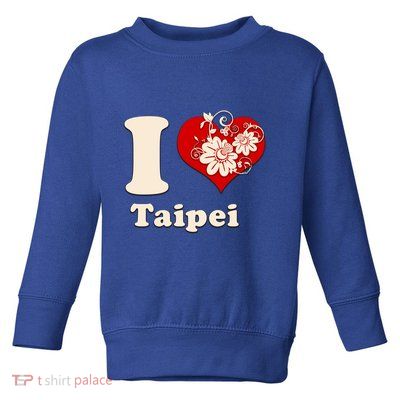 I Heart Taipei Taiwan Floral Gift Toddler Sweatshirt