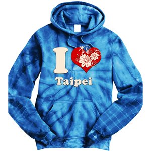 I Heart Taipei Taiwan Floral Gift Tie Dye Hoodie