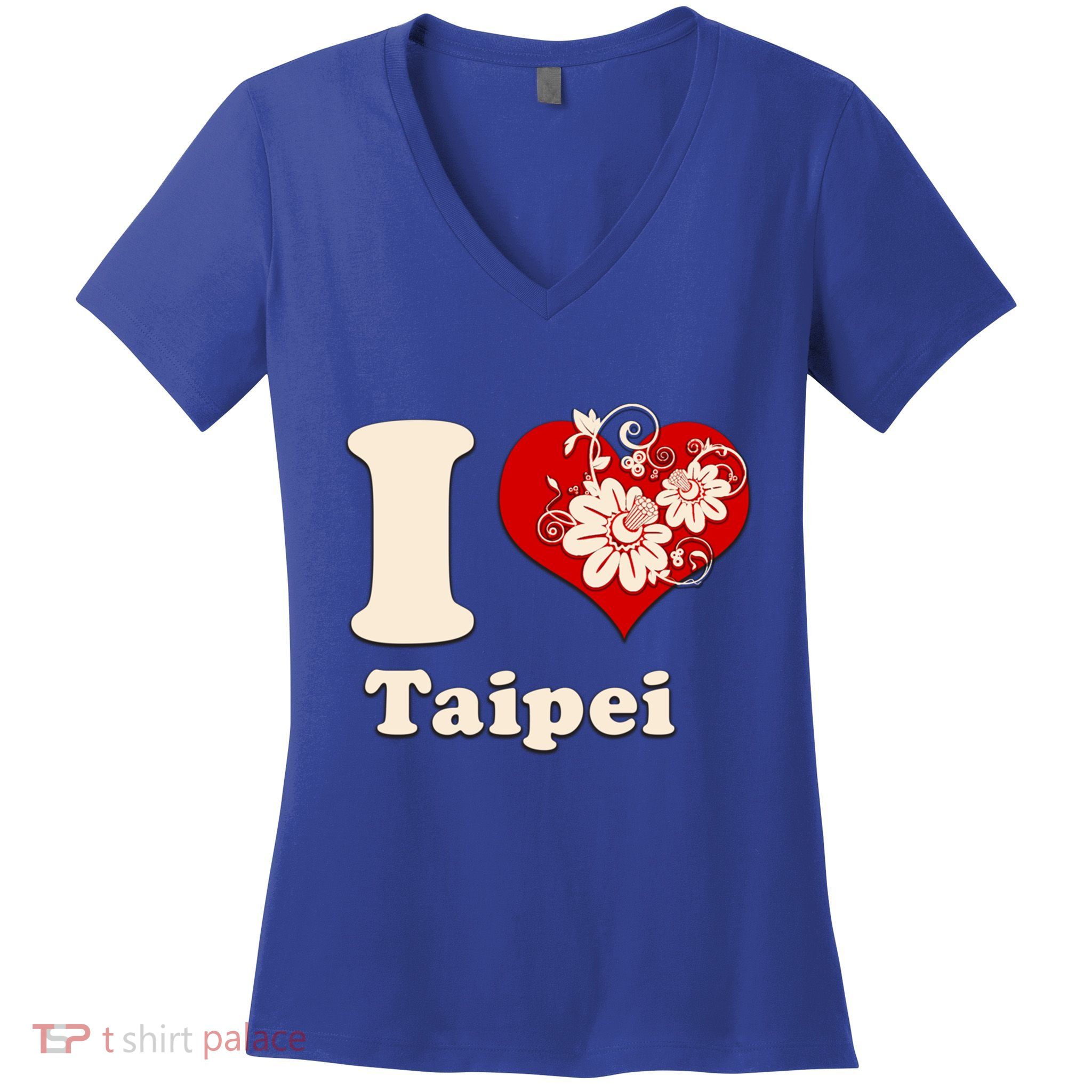 I Heart Taipei Taiwan Floral Gift Women's V-Neck T-Shirt