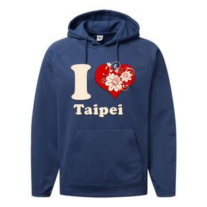 I Heart Taipei Taiwan Floral Gift Performance Fleece Hoodie