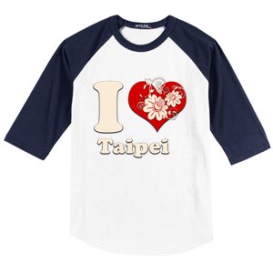 I Heart Taipei Taiwan Floral Gift Baseball Sleeve Shirt