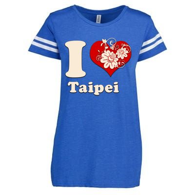 I Heart Taipei Taiwan Floral Gift Enza Ladies Jersey Football T-Shirt