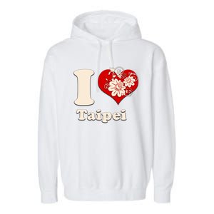 I Heart Taipei Taiwan Floral Gift Garment-Dyed Fleece Hoodie