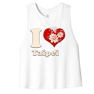 I Heart Taipei Taiwan Floral Gift Women's Racerback Cropped Tank