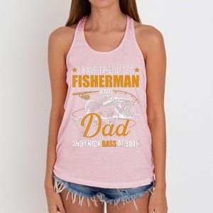 I Have Two Titles Fisherman Dad Bass Fishing FatherS Day Women's Knotted Racerback Tank