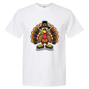 Ice Hockey Turkey Funny Thanksgiving Animal Bird Sports Play Cute Gift Garment-Dyed Heavyweight T-Shirt