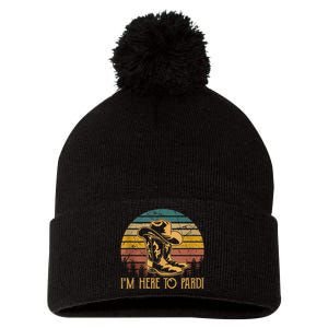 IM Here To Pardi Cowboy Sunset Boots Hats Sunset Pom Pom 12in Knit Beanie