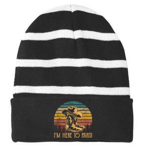 IM Here To Pardi Cowboy Sunset Boots Hats Sunset Striped Beanie with Solid Band