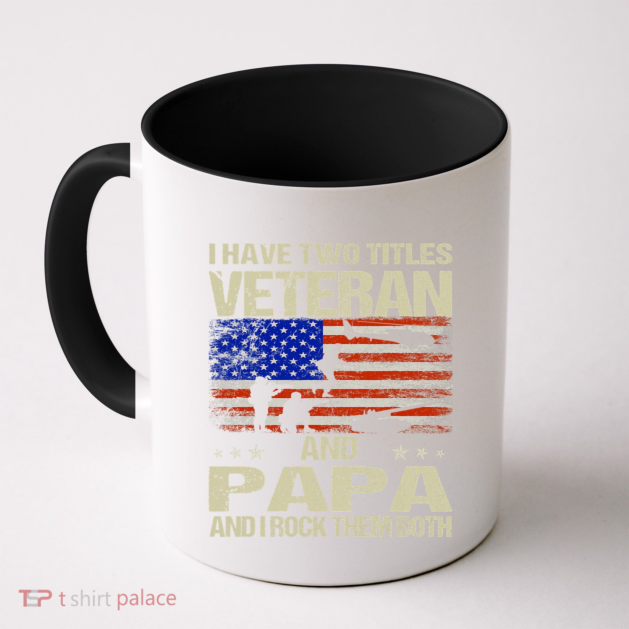 I Have Two Titles Veteran And Papa Funny Retro Veterans Day Mug