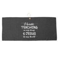 I Have Teaching In My Veins And Jesus In My Heart Teacher Gift Large Microfiber Waffle Golf Towel