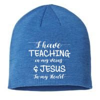 I Have Teaching In My Veins And Jesus In My Heart Teacher Gift Sustainable Beanie