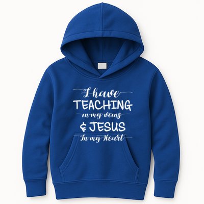 I Have Teaching In My Veins And Jesus In My Heart Teacher Gift Kids Hoodie