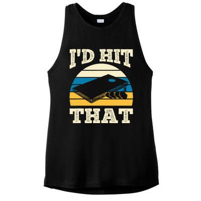 ID Hit That Bag Bean Cornhole Ladies PosiCharge Tri-Blend Wicking Tank