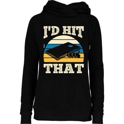 ID Hit That Bag Bean Cornhole Womens Funnel Neck Pullover Hood