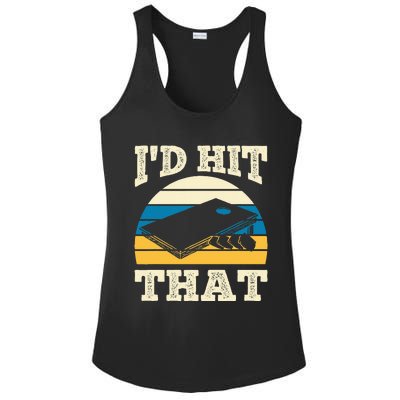 ID Hit That Bag Bean Cornhole Ladies PosiCharge Competitor Racerback Tank