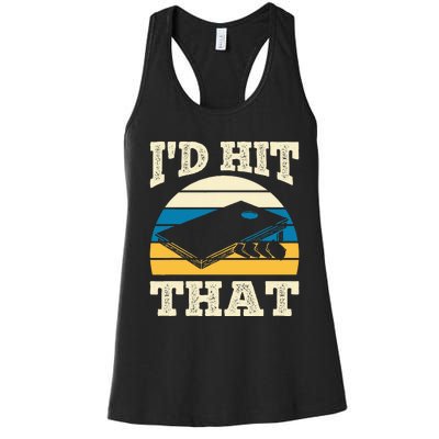 ID Hit That Bag Bean Cornhole Women's Racerback Tank