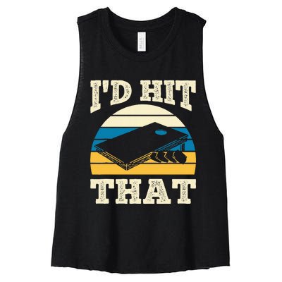 ID Hit That Bag Bean Cornhole Women's Racerback Cropped Tank