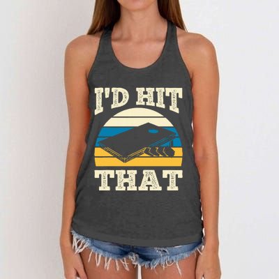 ID Hit That Bag Bean Cornhole Women's Knotted Racerback Tank