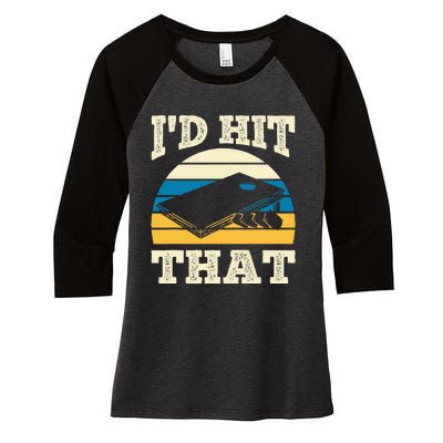 ID Hit That Bag Bean Cornhole Women's Tri-Blend 3/4-Sleeve Raglan Shirt