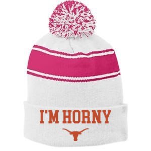 I’M Horny Texas Stripe Pom Pom Beanie