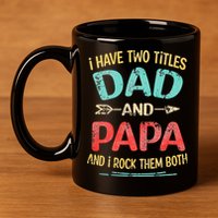 I Have Two Titles Dad And Papa Funny Fathers Day Gift 11oz C Handle Ceramic Mug