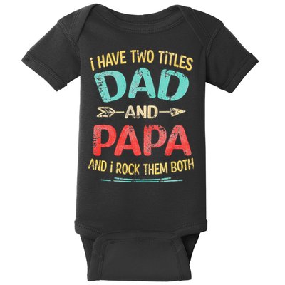 I Have Two Titles Dad And Papa Funny Fathers Day Gift Baby Bodysuit