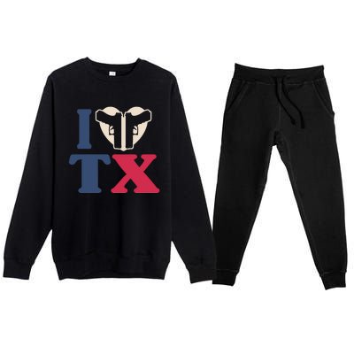 I Heart Texas Tx Love Pro Usa 2nd Adt Pro Gun Great Gift Premium Crewneck Sweatsuit Set