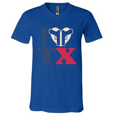 I Heart Texas Tx Love Pro Usa 2nd Adt Pro Gun Great Gift V-Neck T-Shirt