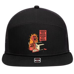 I Hope This Email Finds You Well Funny Skeleton 7 Panel Mesh Trucker Snapback Hat