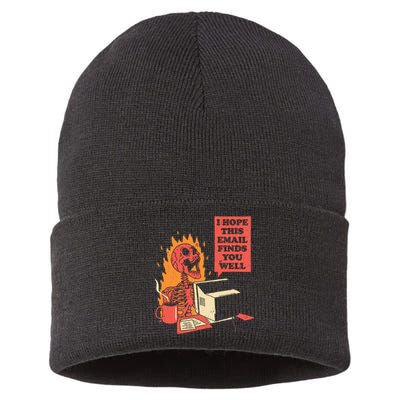 I Hope This Email Finds You Well Funny Skeleton Sustainable Knit Beanie