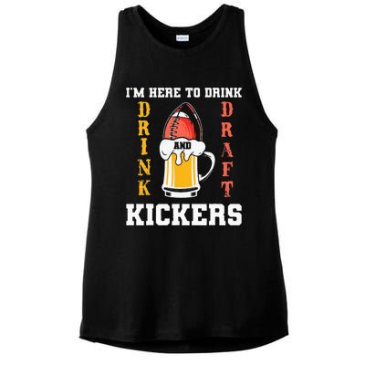 Im Here To Drink And Draft Kickers Funny Fantasy Football Ladies PosiCharge Tri-Blend Wicking Tank