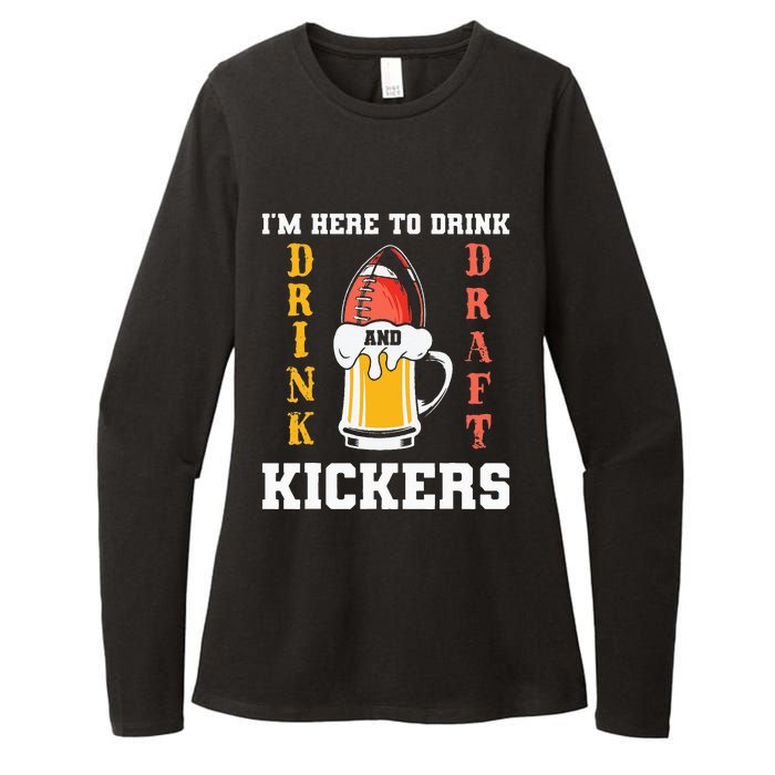 Im Here To Drink And Draft Kickers Funny Fantasy Football Womens CVC Long Sleeve Shirt