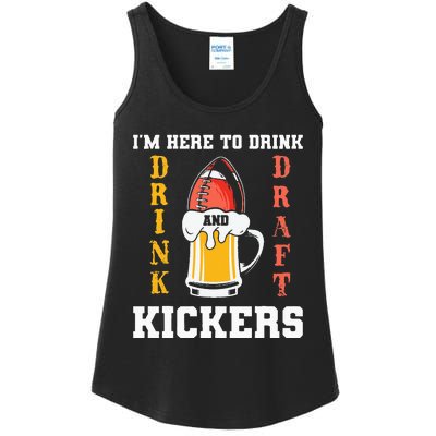 Im Here To Drink And Draft Kickers Funny Fantasy Football Ladies Essential Tank