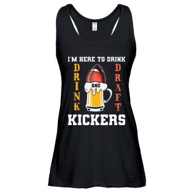 Im Here To Drink And Draft Kickers Funny Fantasy Football Ladies Essential Flowy Tank