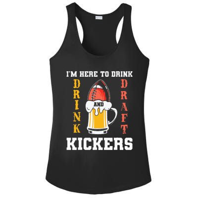 Im Here To Drink And Draft Kickers Funny Fantasy Football Ladies PosiCharge Competitor Racerback Tank