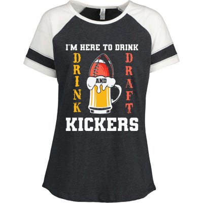 Im Here To Drink And Draft Kickers Funny Fantasy Football Enza Ladies Jersey Colorblock Tee