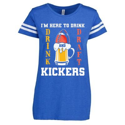 Im Here To Drink And Draft Kickers Funny Fantasy Football Enza Ladies Jersey Football T-Shirt