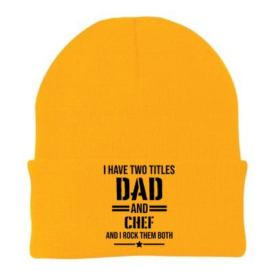 I Have Two Titles Dad And Chef Funny Cooking Father Gift Knit Cap Winter Beanie