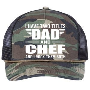 I Have Two Titles Dad And Chef Funny Father Gift Retro Rope Trucker Hat Cap