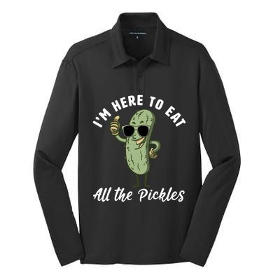 I'm Here To Eat All Of The Pickles Funny Pickle Lover Cool Gift Silk Touch Performance Long Sleeve Polo