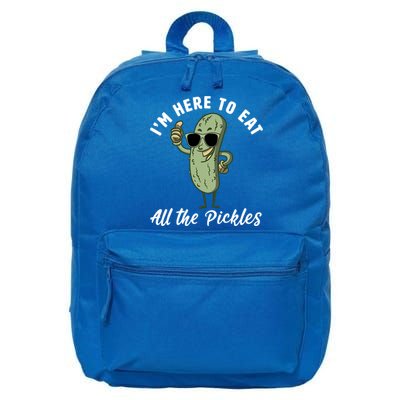I'm Here To Eat All Of The Pickles Funny Pickle Lover Cool Gift 16 in Basic Backpack