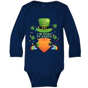 I’m Here To Paddy St Patricks Day Rainbow Beer Ers Great Gift Baby Long Sleeve Bodysuit