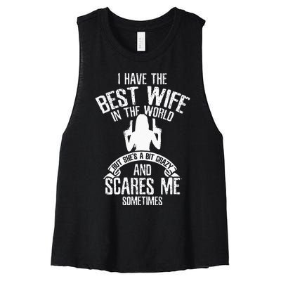 I Have The Best Wife Humor Women's Racerback Cropped Tank