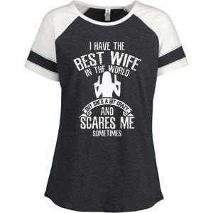 I Have The Best Wife Humor Enza Ladies Jersey Colorblock Tee