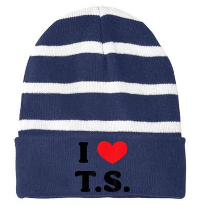 I Heart TS Striped Beanie with Solid Band